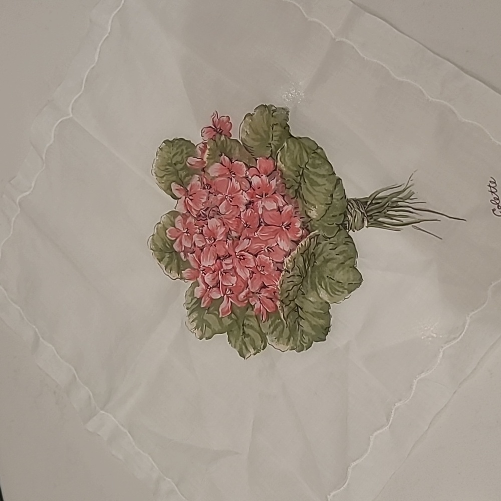 Vintage Pink Floral Handkerchief